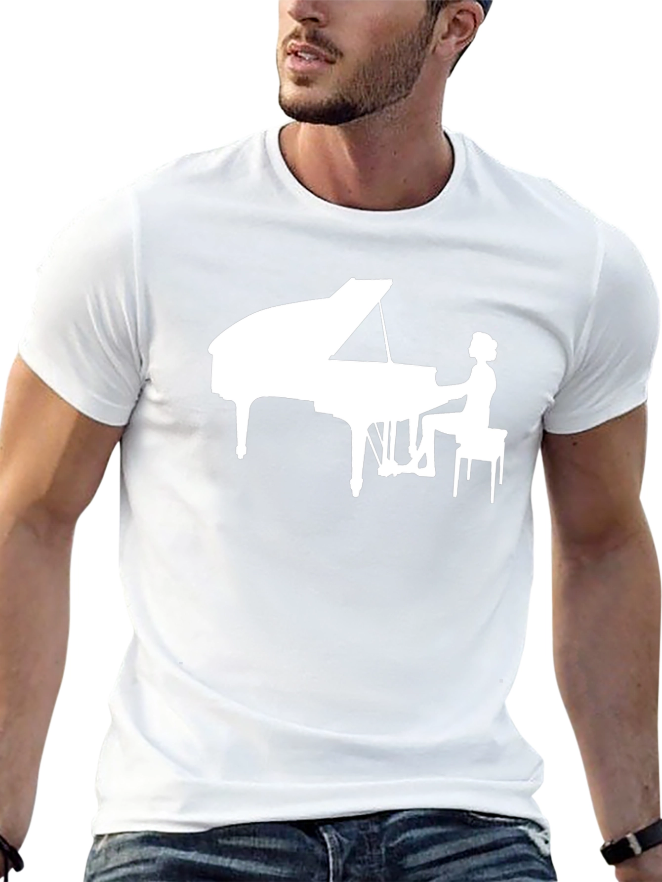 Piano Player Graphic Tee - Black Cotton T-Shirt