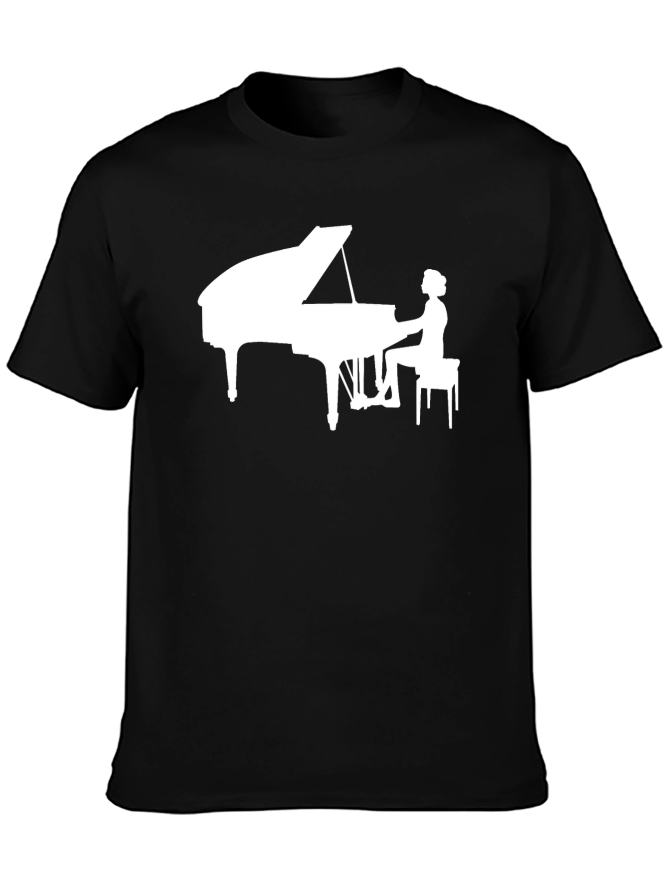 Piano Player Graphic Tee - Black Cotton T-Shirt
