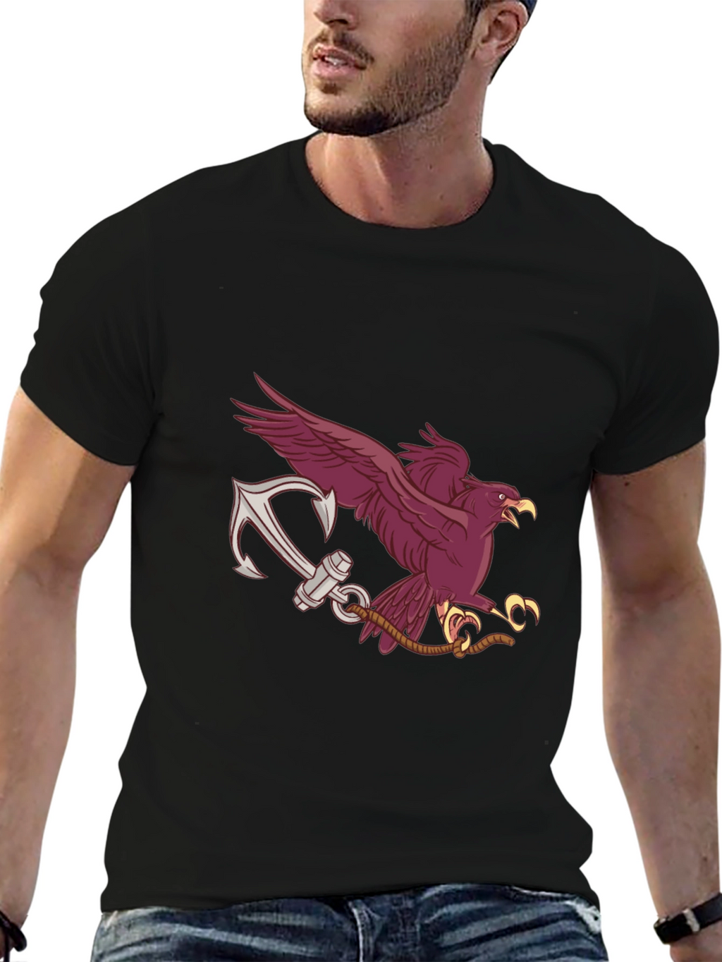 Eagle Anchor Graphic T-Shirt - Black
