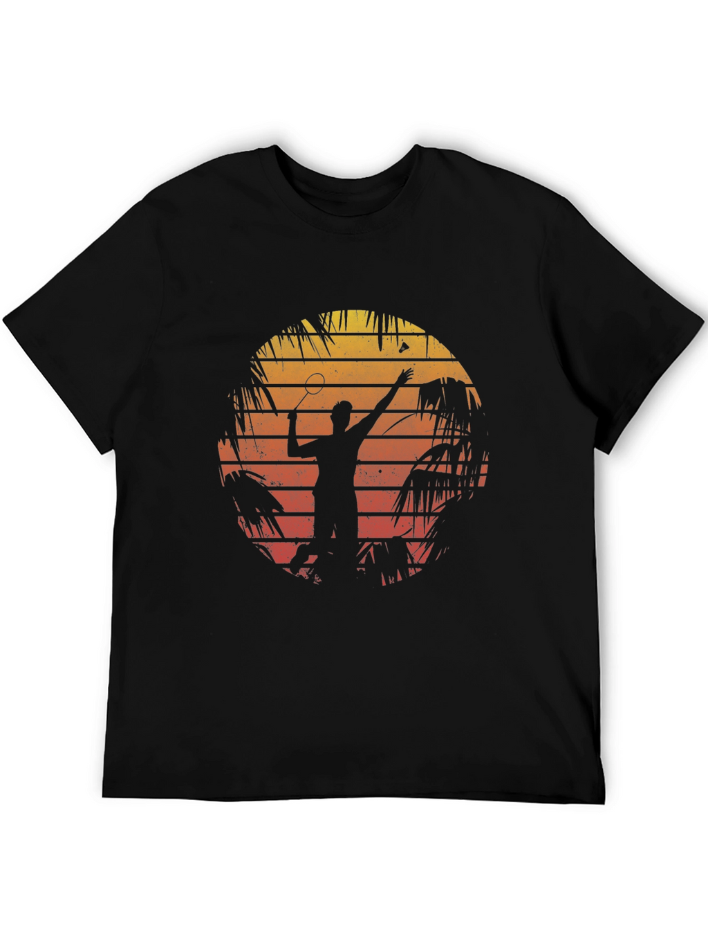 Retro Badminton Sunset Graphic Tee