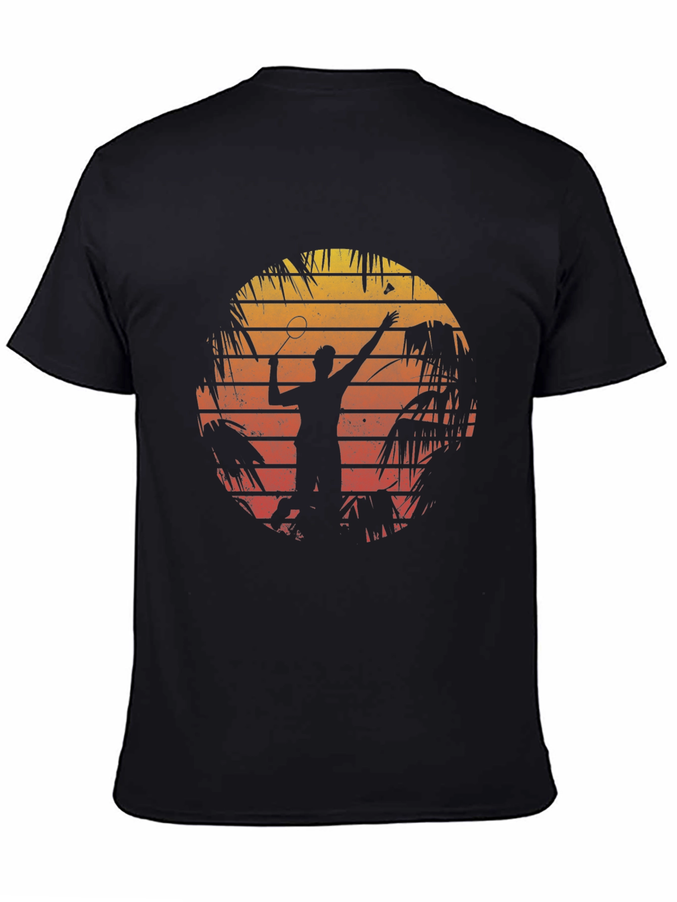 Retro Badminton Sunset Graphic Tee