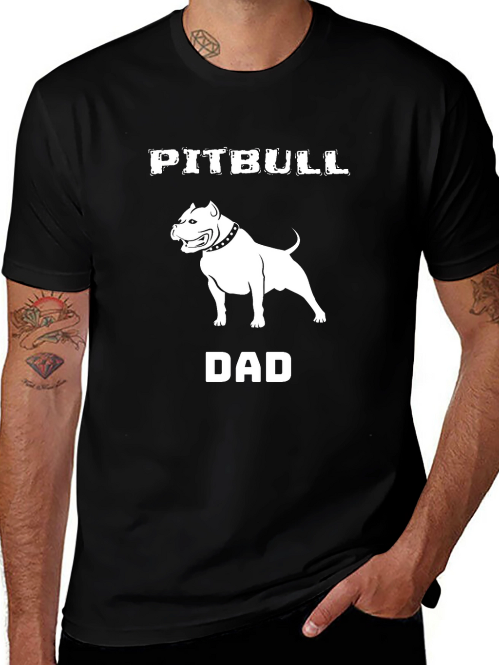 Pitbull Dad Graphic Tee - Black Cotton Blend