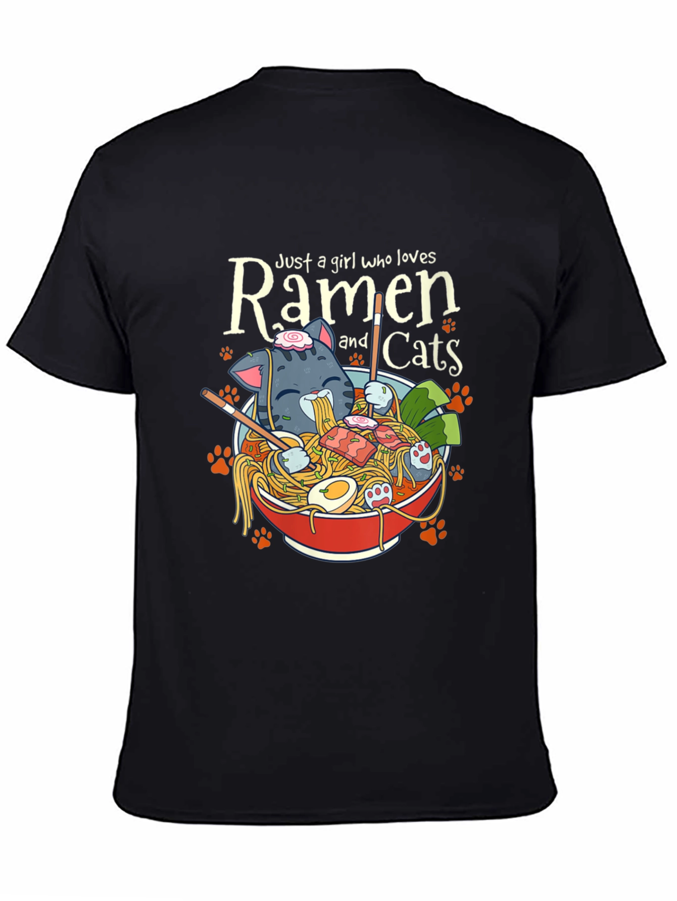 Ramen & Cats T-Shirt - Just a Girl Who Loves Ramen