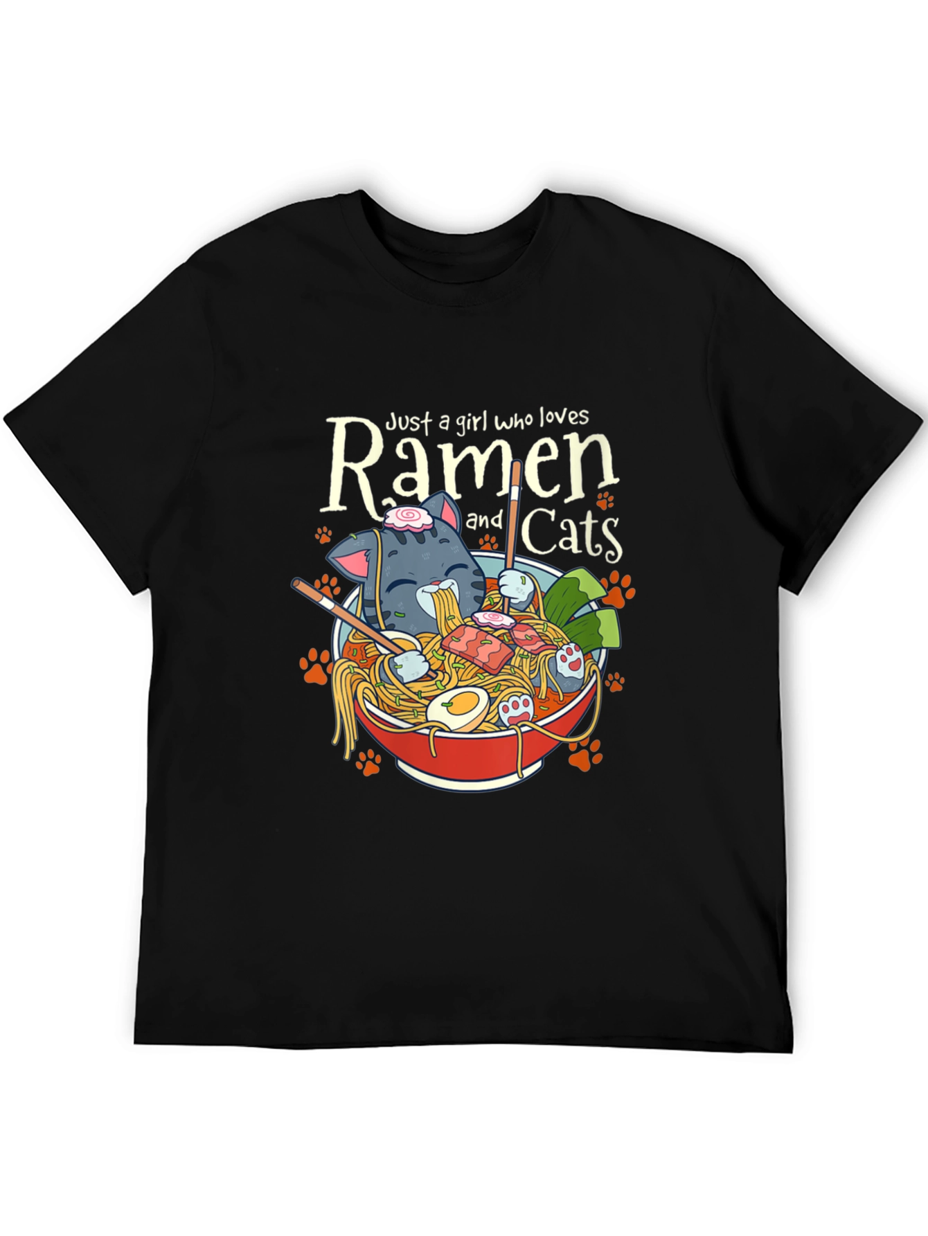 Ramen & Cats T-Shirt - Just a Girl Who Loves Ramen
