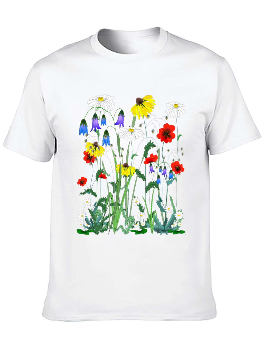 Floral Print T-Shirt - Black Unisex Tee