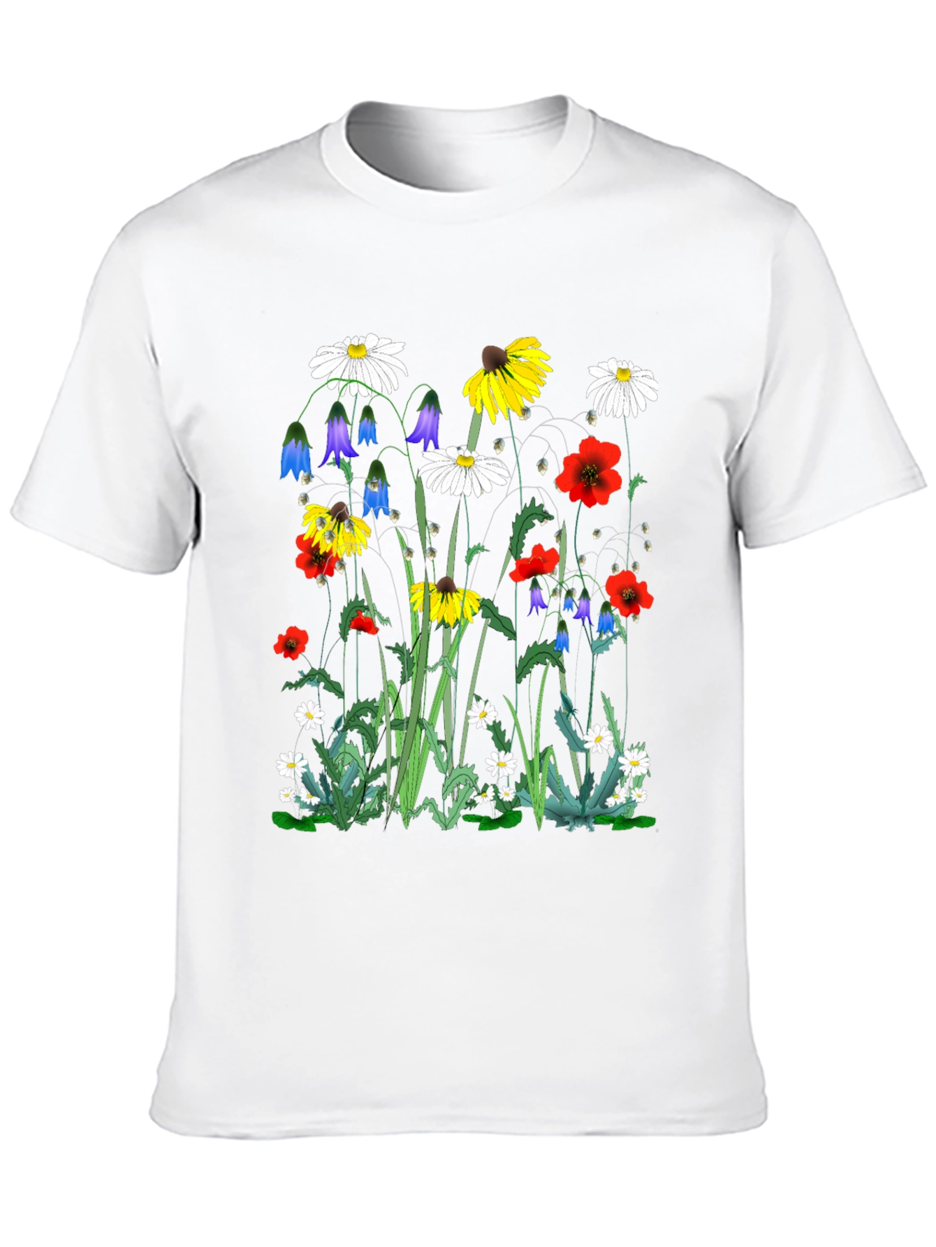 Floral Print T-Shirt - Black Unisex Tee