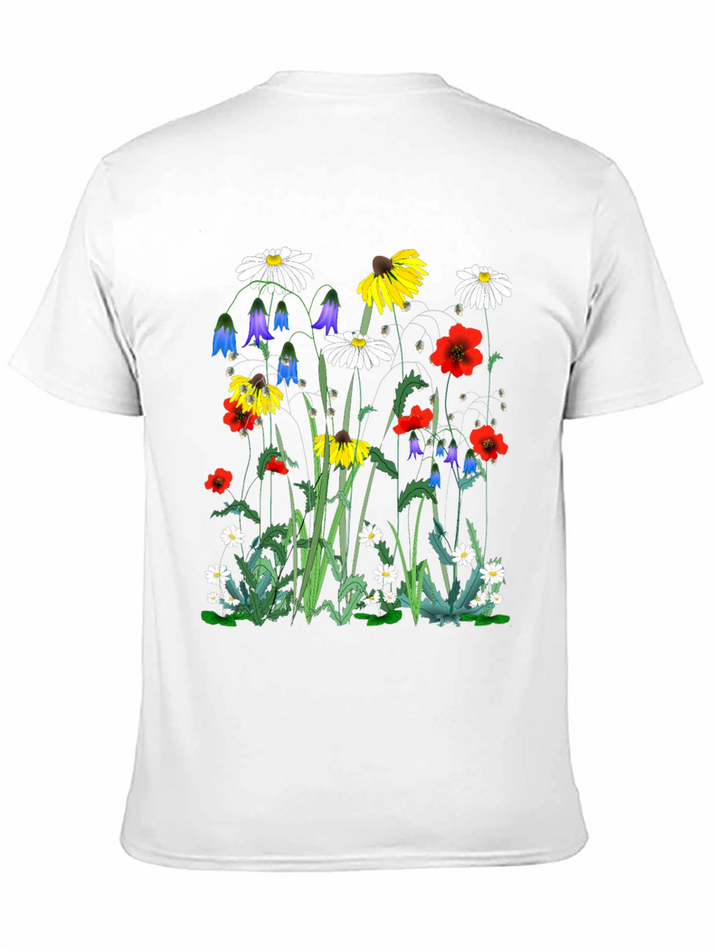 Floral Print T-Shirt - Black Unisex Tee