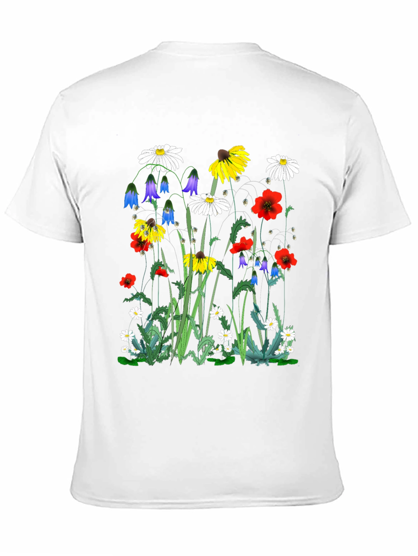 Floral Print T-Shirt - Black Unisex Tee