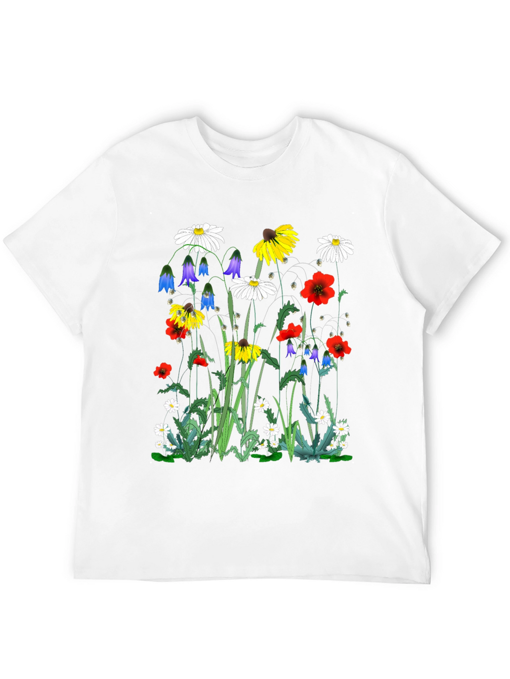 Floral Print T-Shirt - Black Unisex Tee