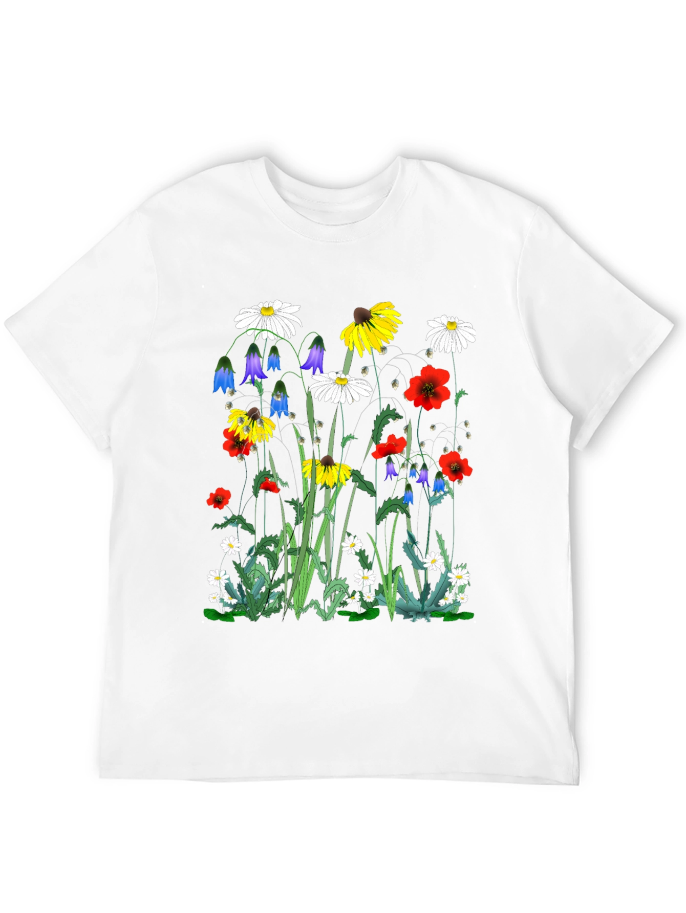 Floral Print T-Shirt - Black Unisex Tee