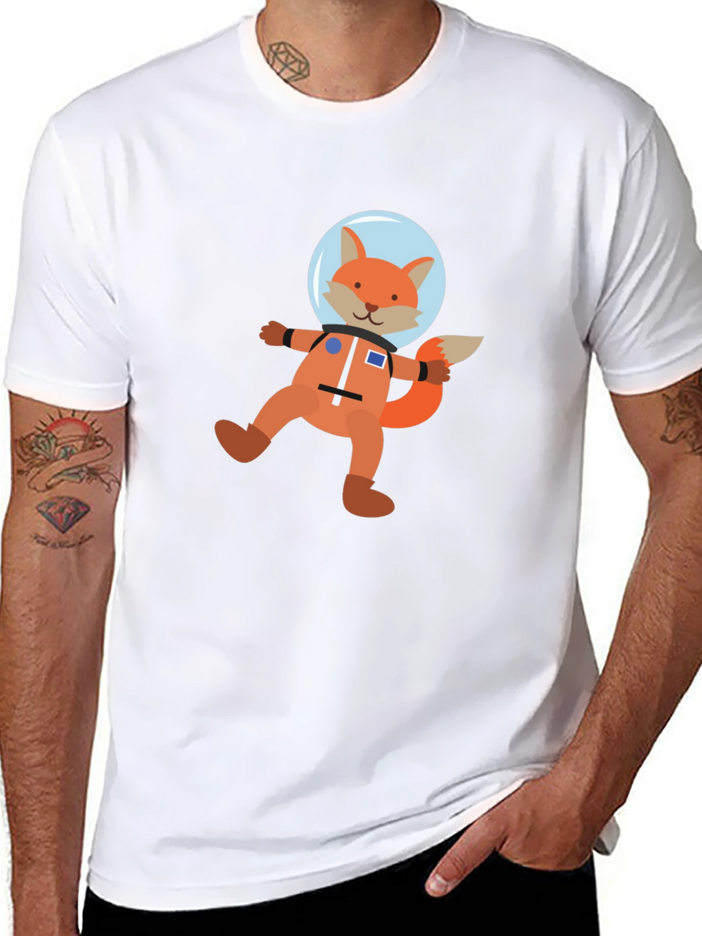 Astronaut Fox Graphic Tee - Space Explorer T-Shirt