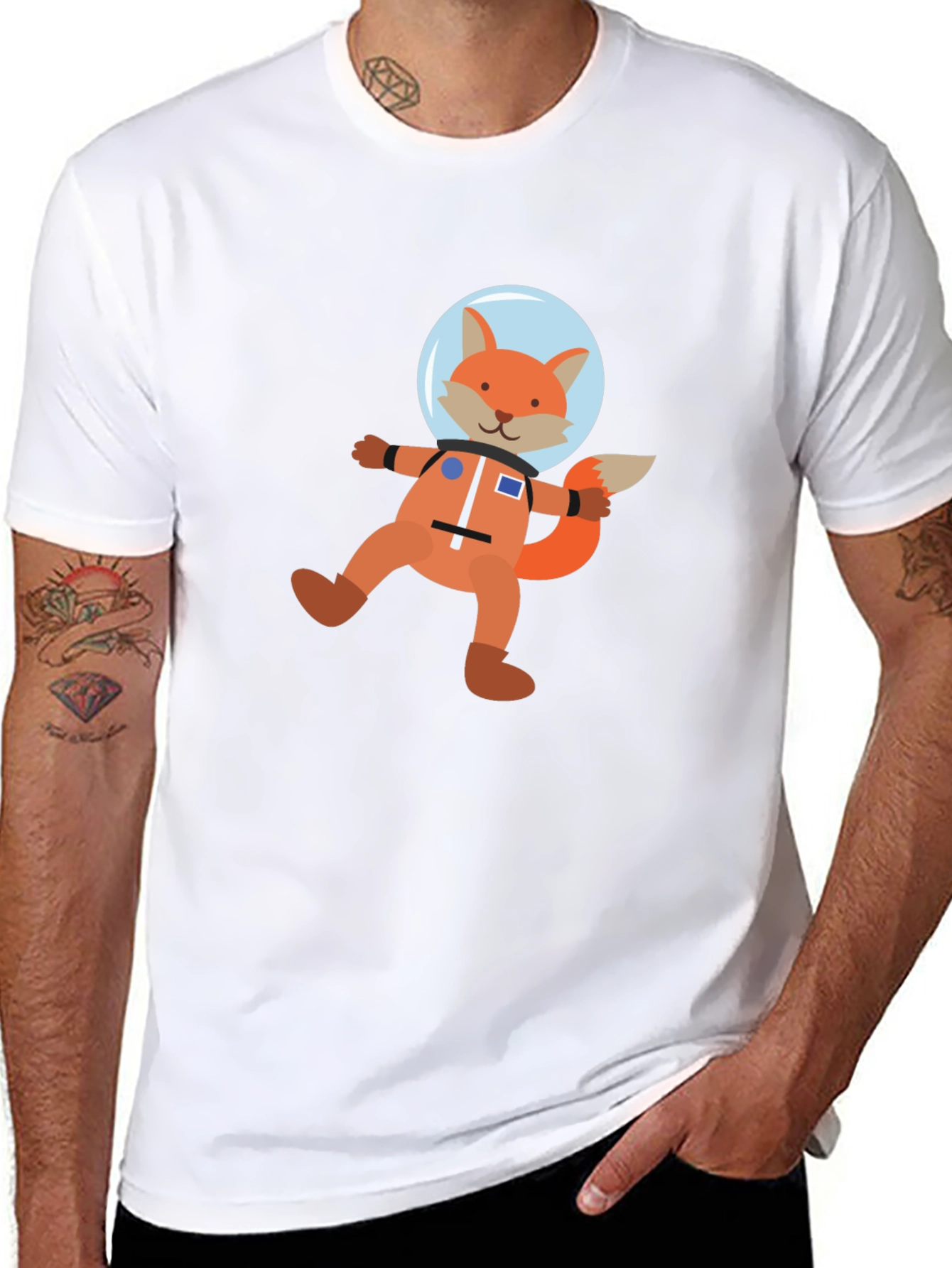 Astronaut Fox Graphic Tee - Space Explorer T-Shirt