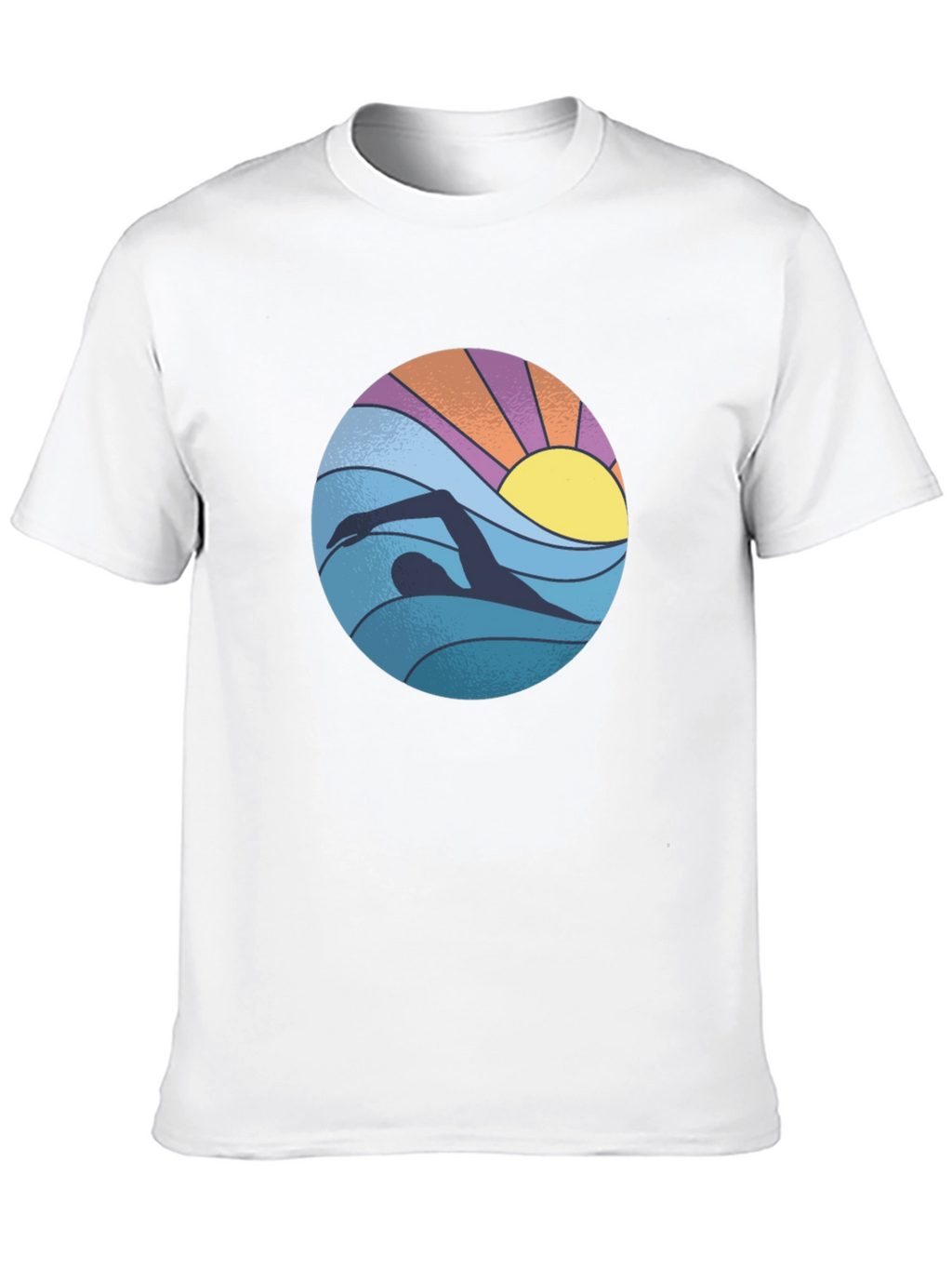 Retro Swimmer Graphic Tee - Black Cotton Blend
