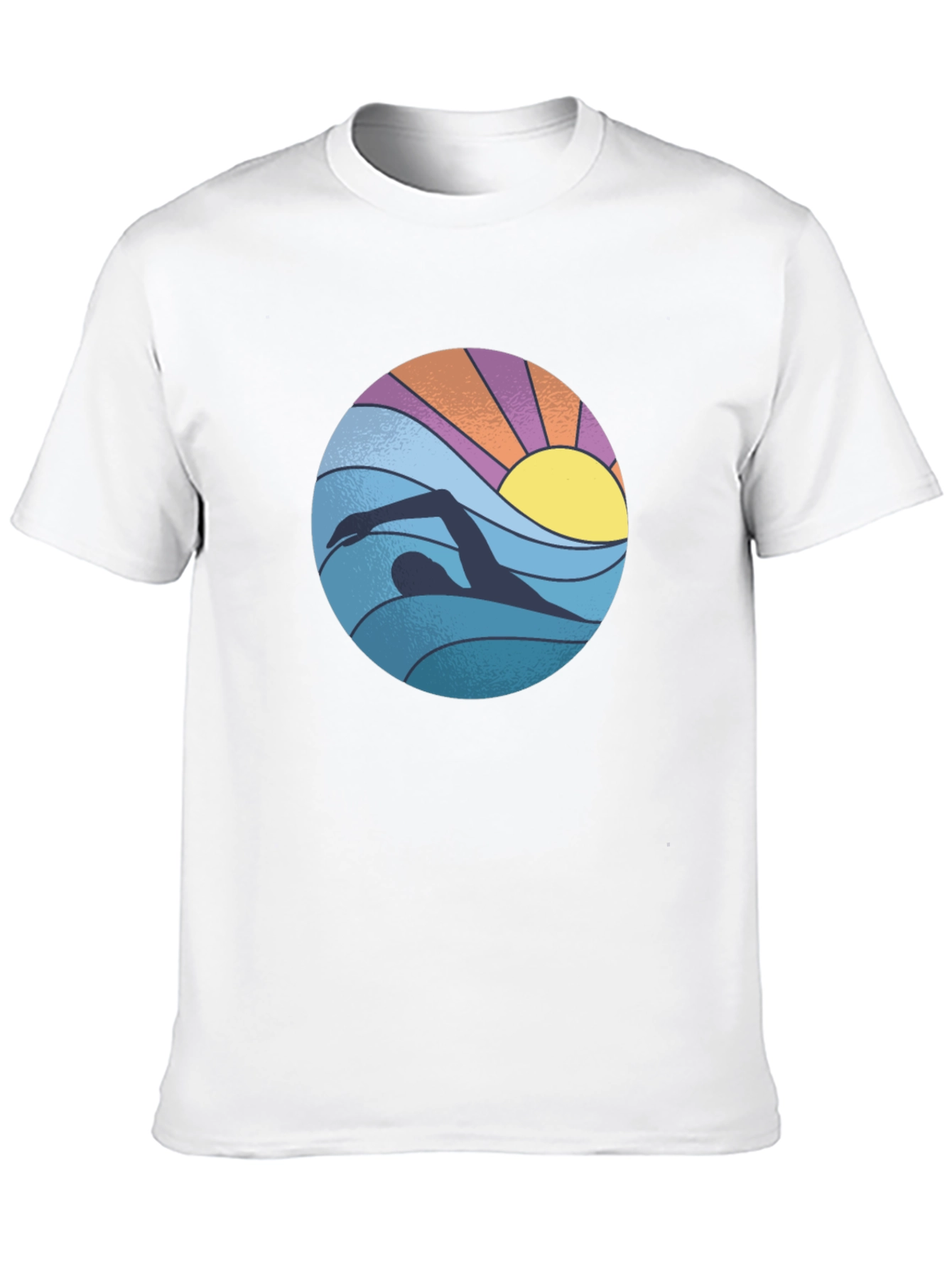 Retro Swimmer Graphic Tee - Black Cotton Blend