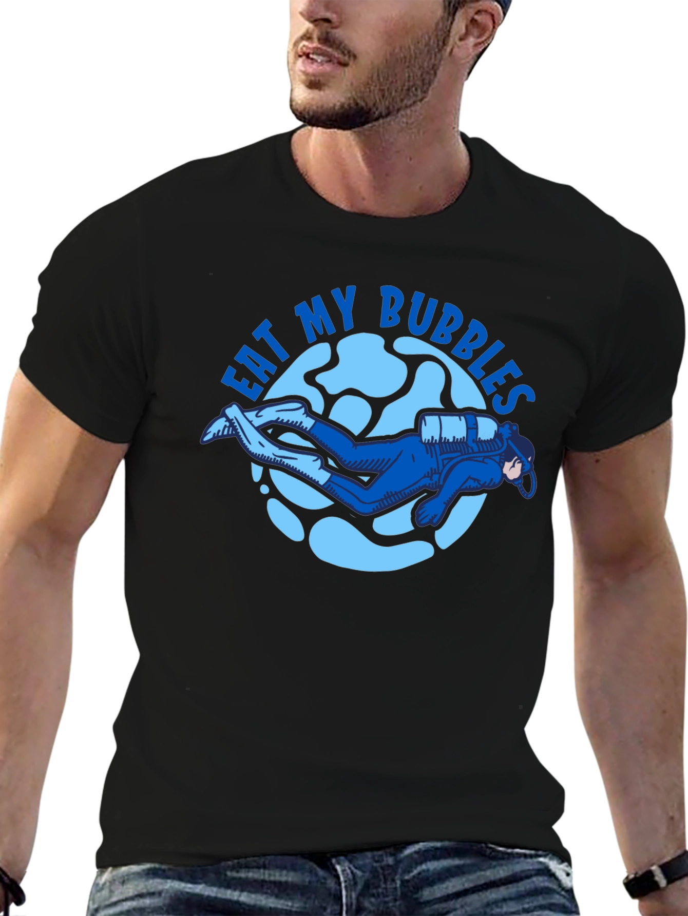 Eat My Bubbles Scuba Diver T-Shirt - Black