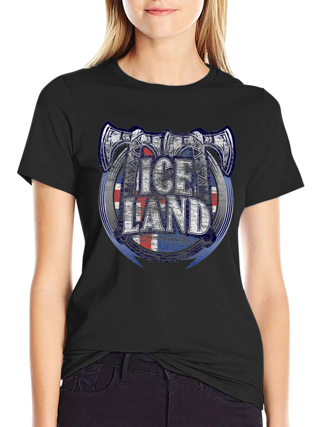 Iceland Viking Axe Flag Graphic T-Shirt