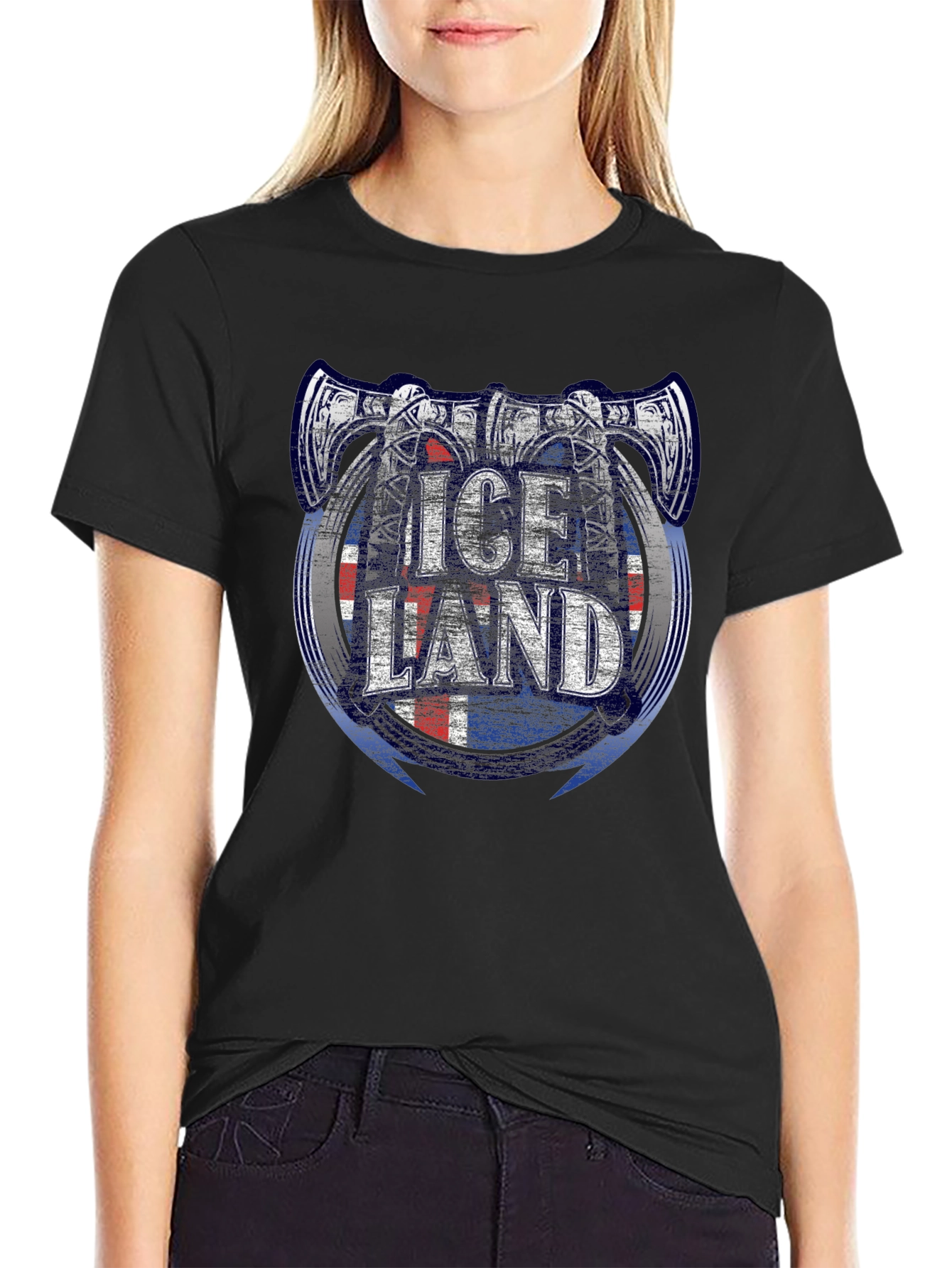 Iceland Viking Axe Flag Graphic T-Shirt