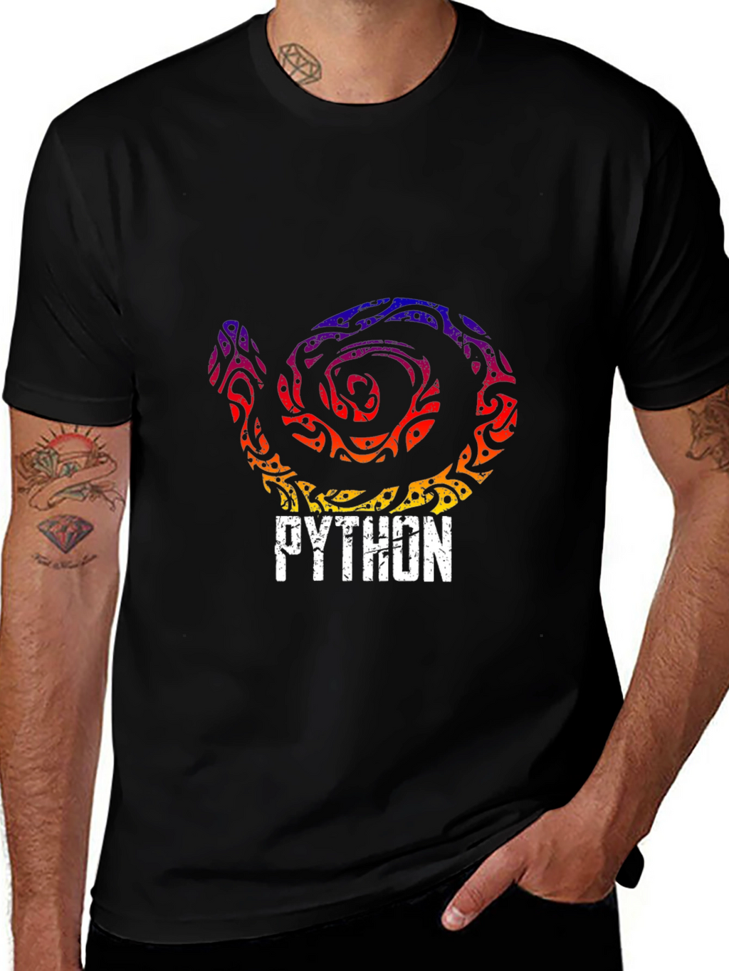 Python Tribal Snake Graphic T-Shirt