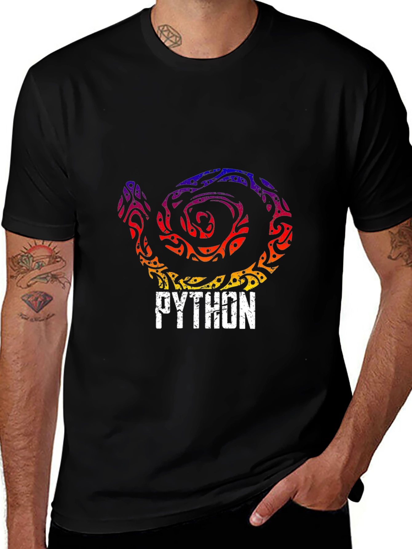 Python Tribal Snake Graphic T-Shirt