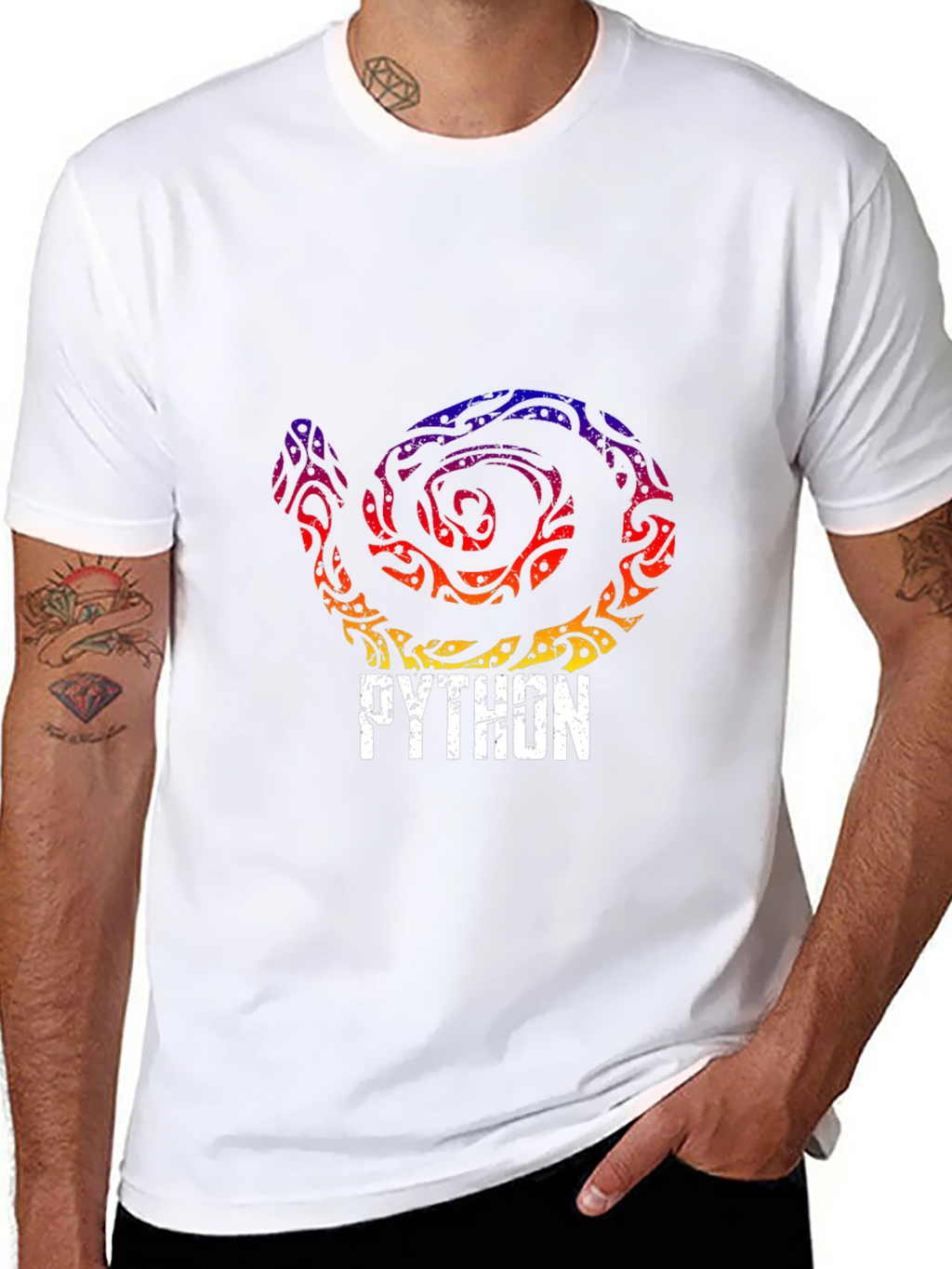 Python Tribal Snake Graphic T-Shirt