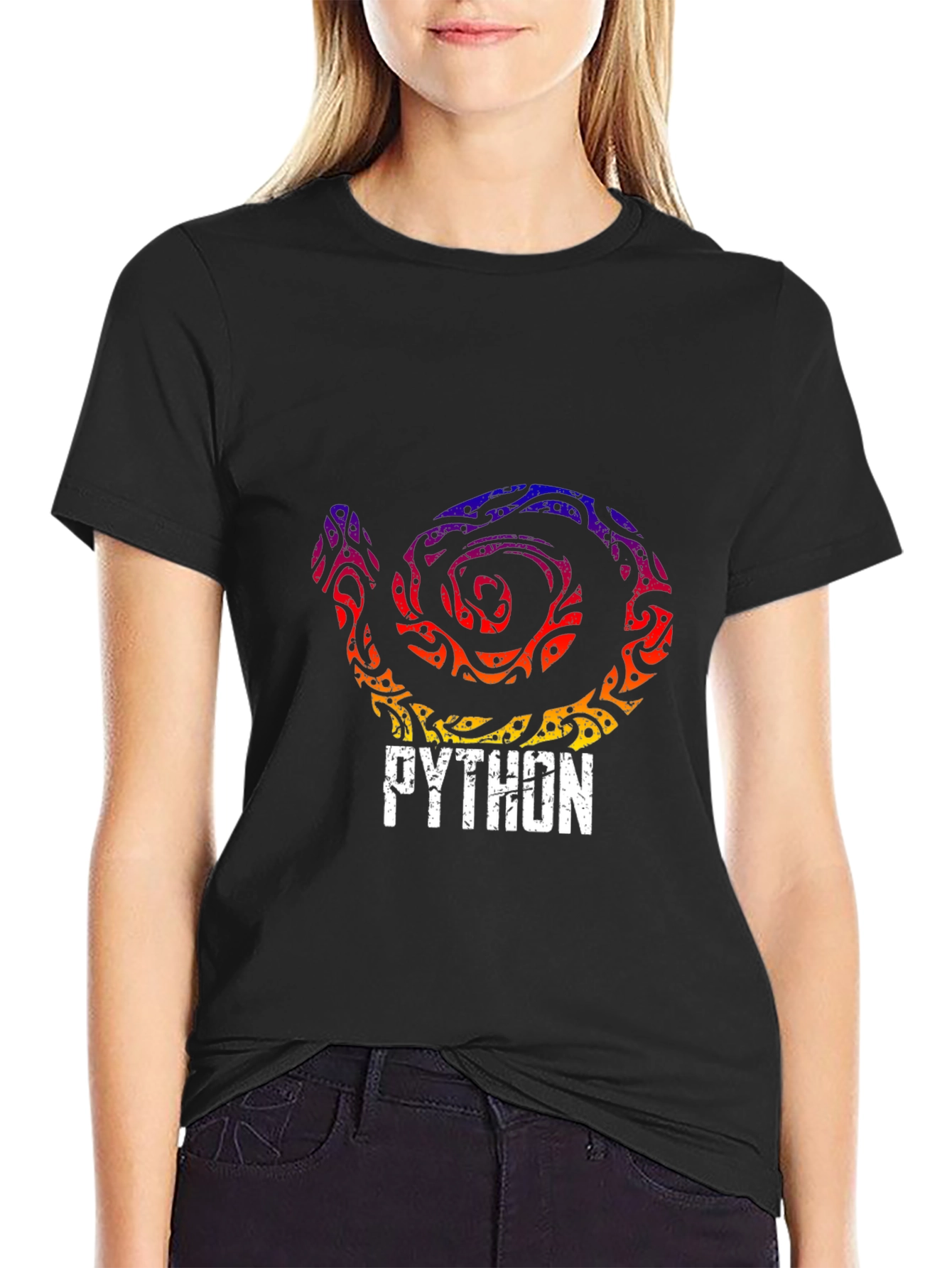Python Tribal Snake Graphic T-Shirt