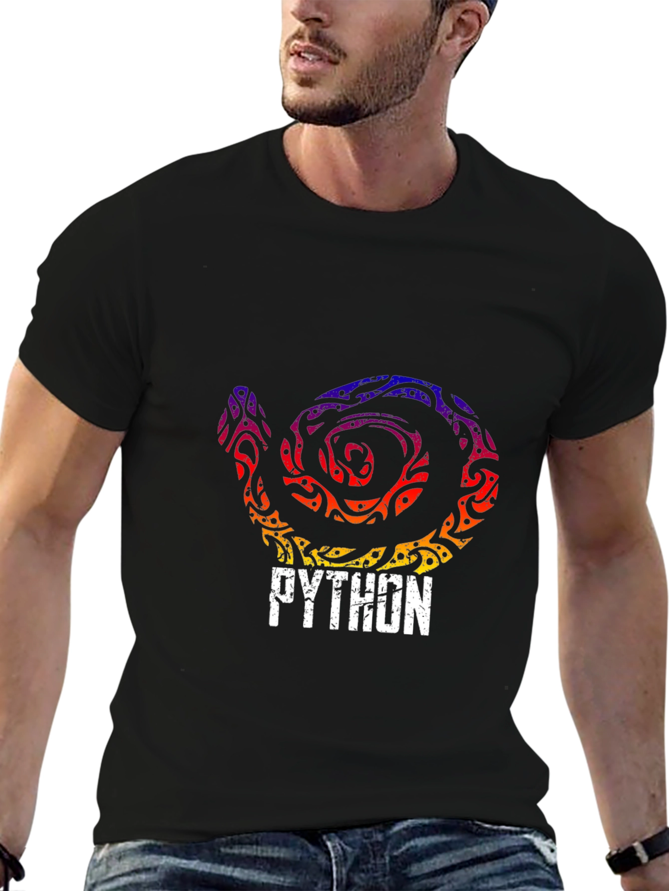 Python Tribal Snake Graphic T-Shirt
