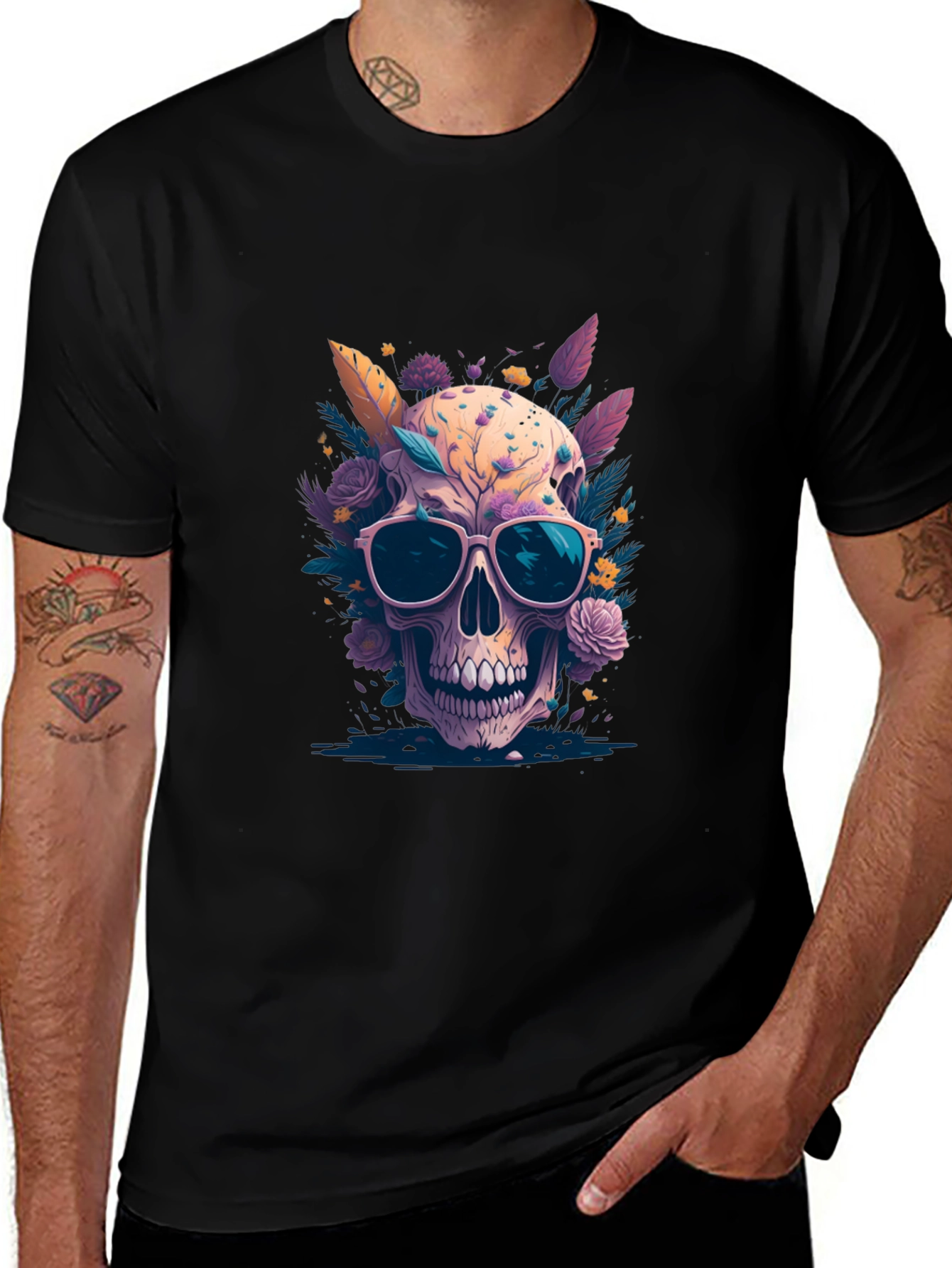 Floral Skull Graphic T-Shirt