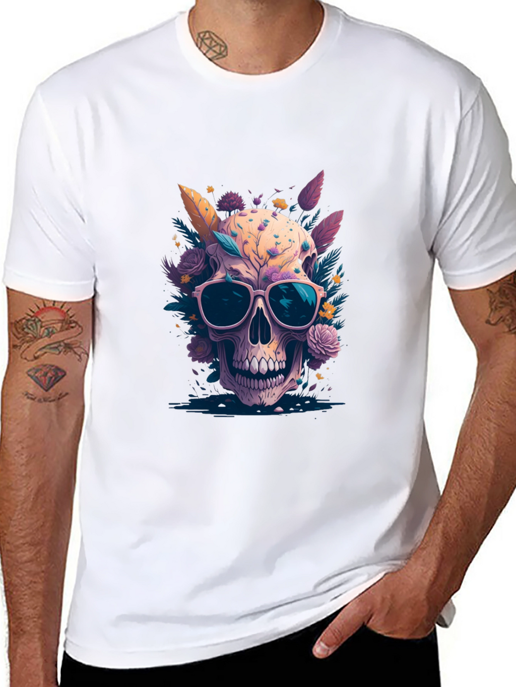 Floral Skull Graphic T-Shirt