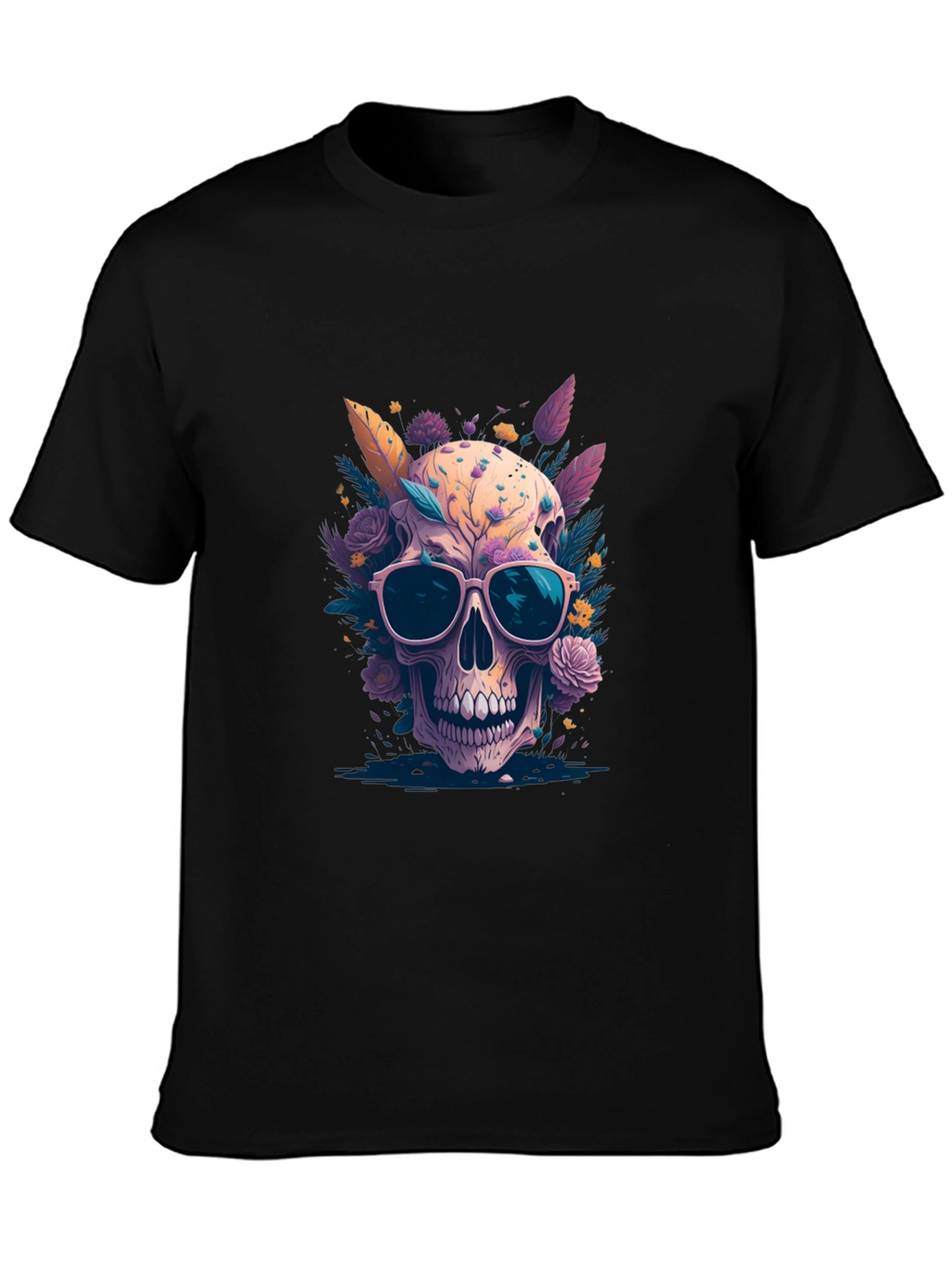 Floral Skull Graphic T-Shirt