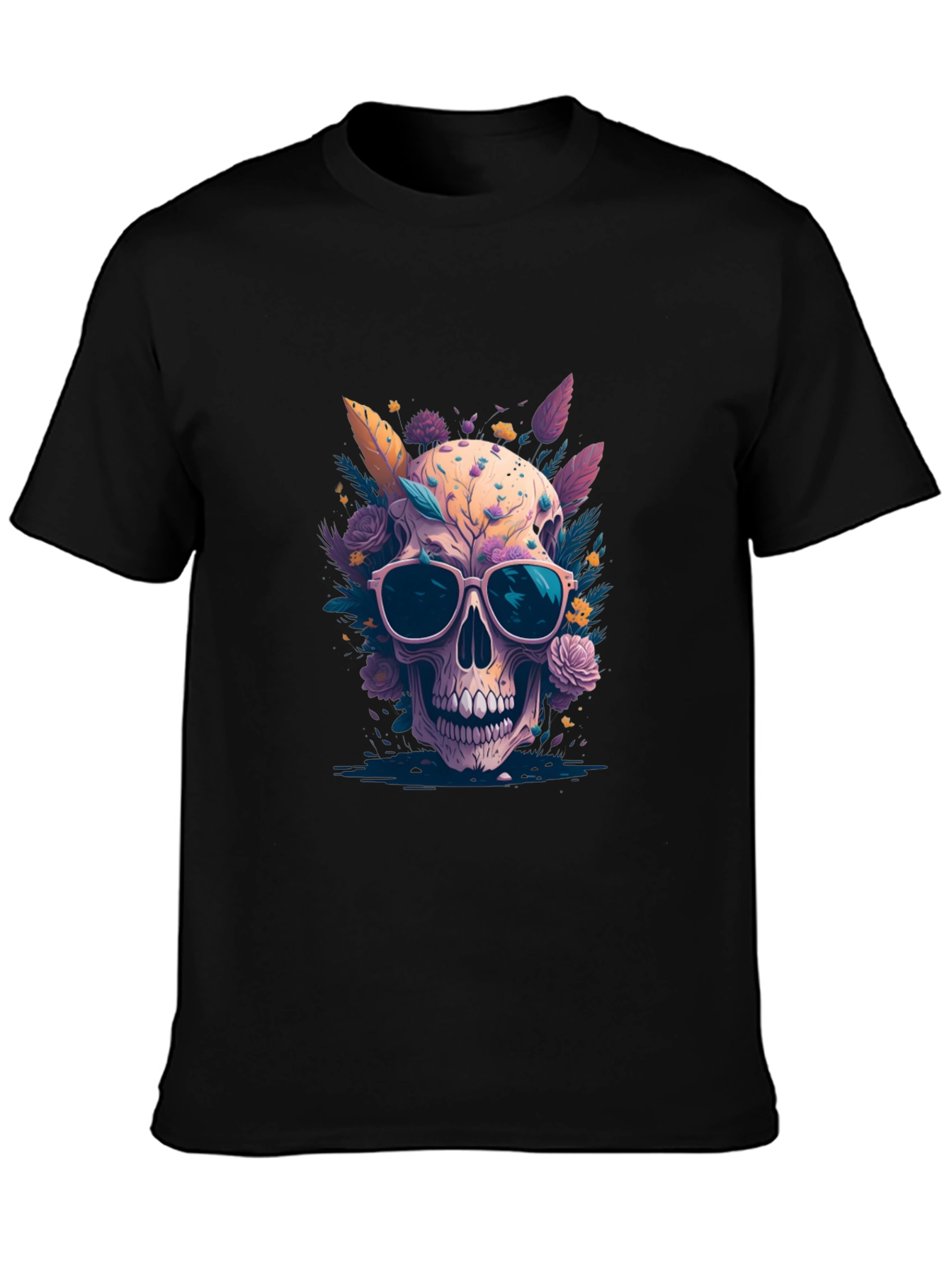 Floral Skull Graphic T-Shirt
