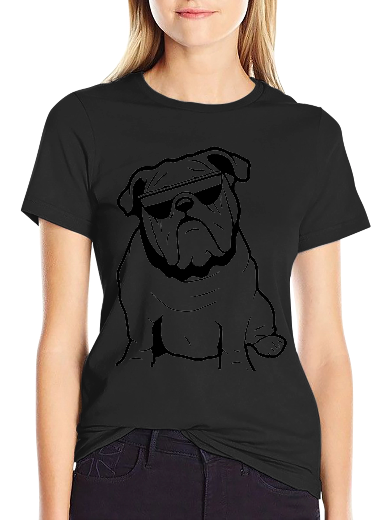 Cool Bulldog Graphic Tee - Black