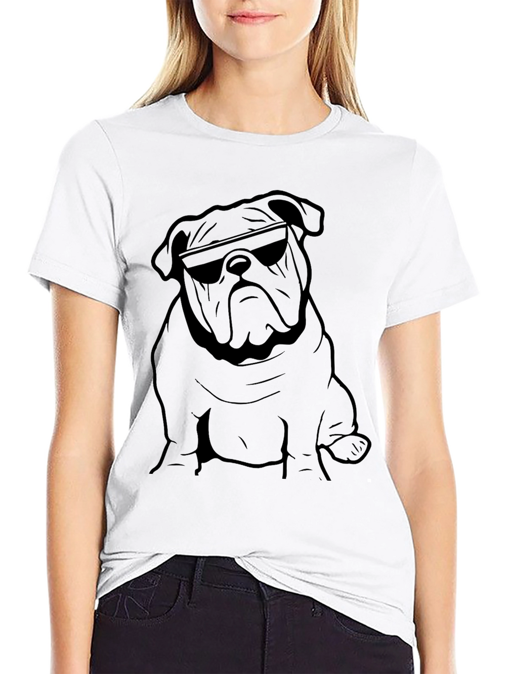 Cool Bulldog Graphic Tee - Black