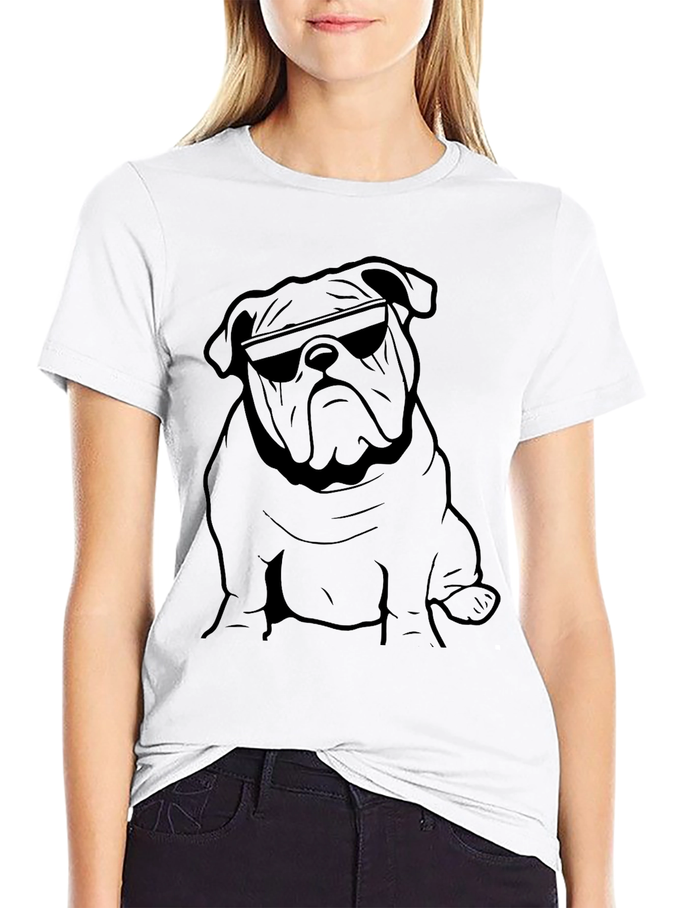 Cool Bulldog Graphic Tee - Black