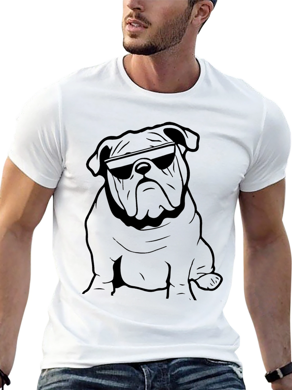 Cool Bulldog Graphic Tee - Black