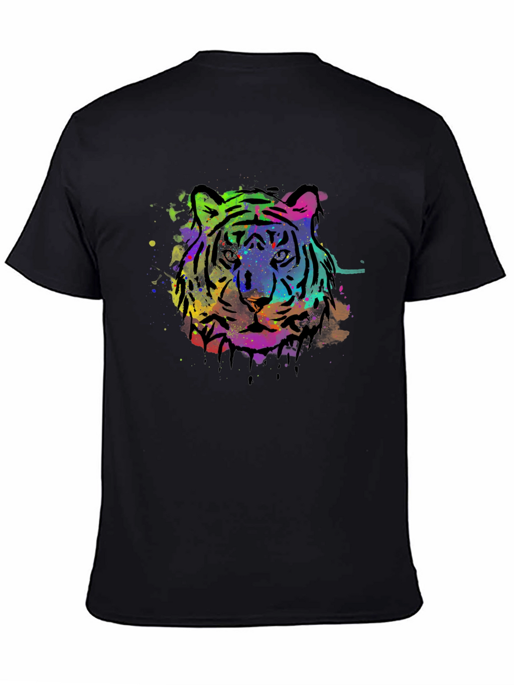 Vibrant Tiger Graphic Black T-Shirt