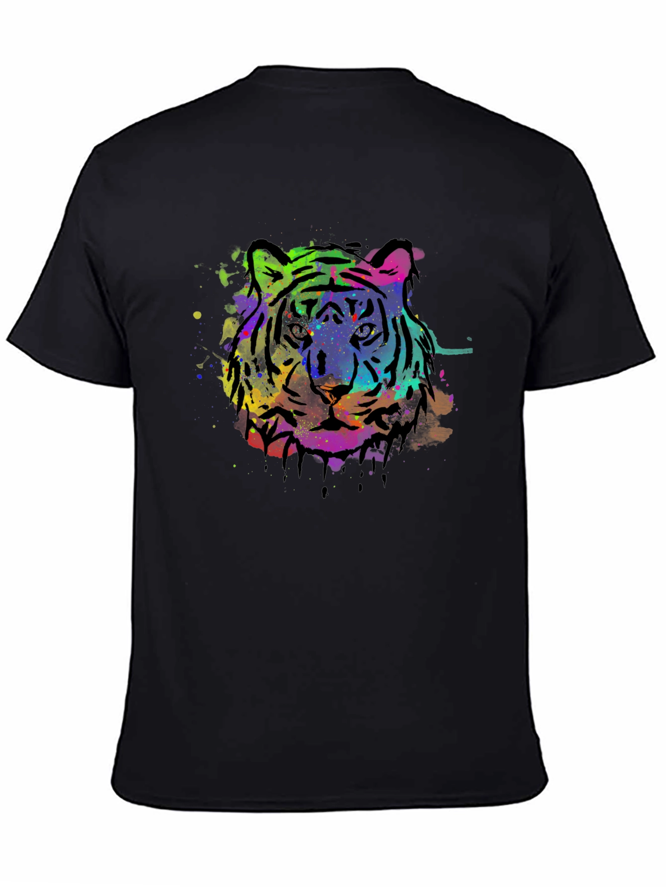 Vibrant Tiger Graphic Black T-Shirt