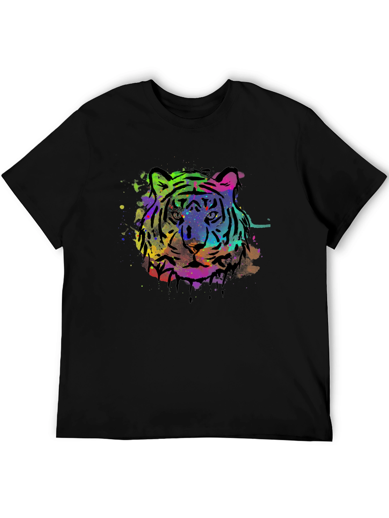 Vibrant Tiger Graphic Black T-Shirt