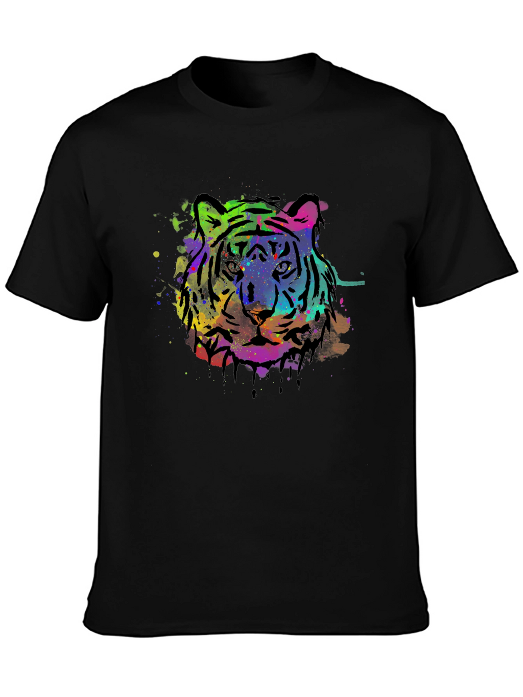 Vibrant Tiger Graphic Black T-Shirt