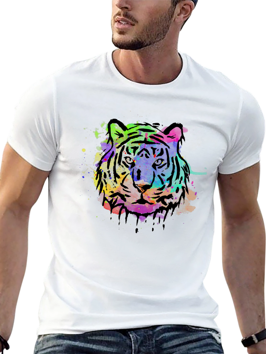 Vibrant Tiger Graphic Black T-Shirt