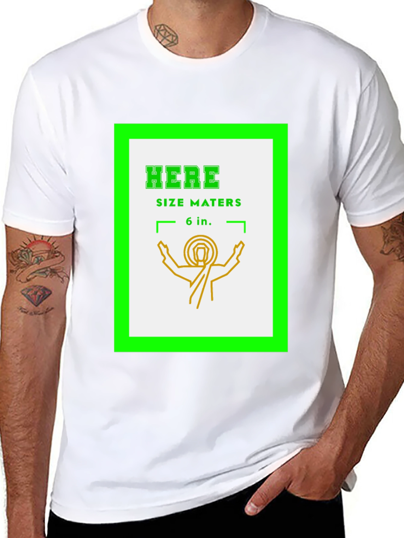 Here Size Matters Funny Graphic T-Shirt