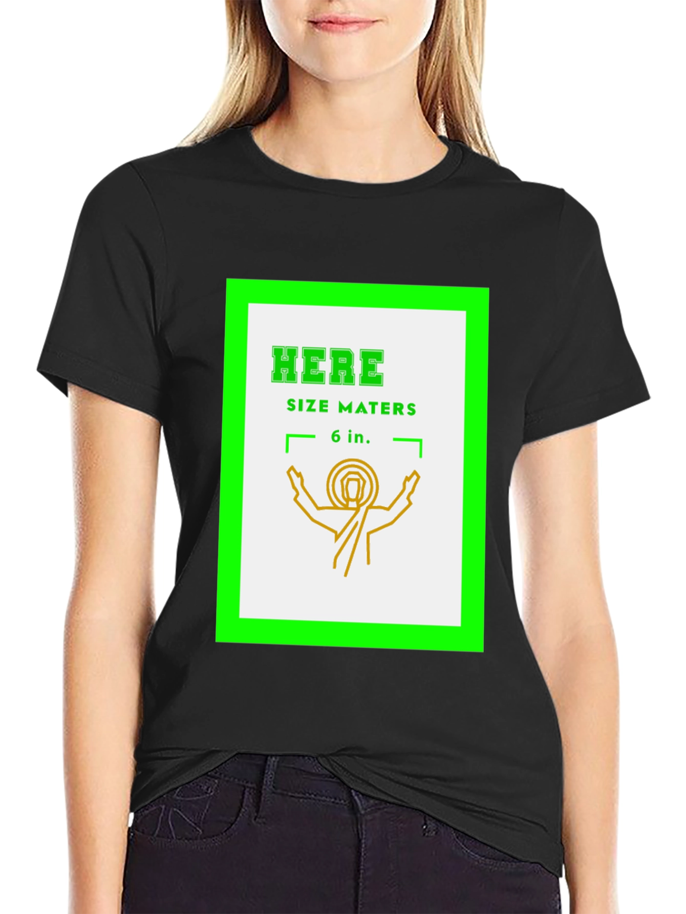 Here Size Matters Funny Graphic T-Shirt