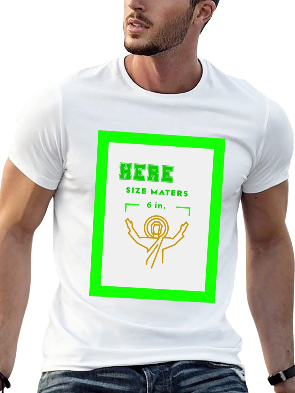 Here Size Matters Funny Graphic T-Shirt