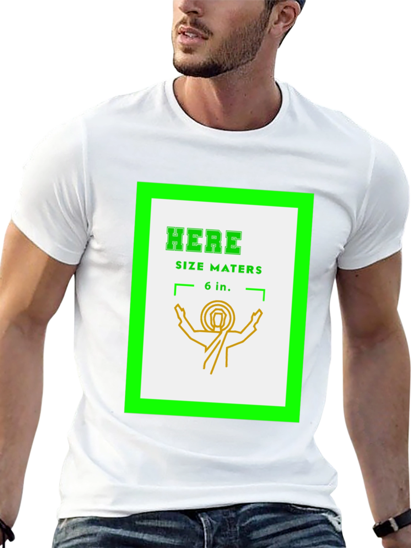 Here Size Matters Funny Graphic T-Shirt
