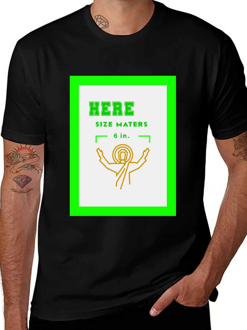 Here Size Matters Funny Graphic T-Shirt