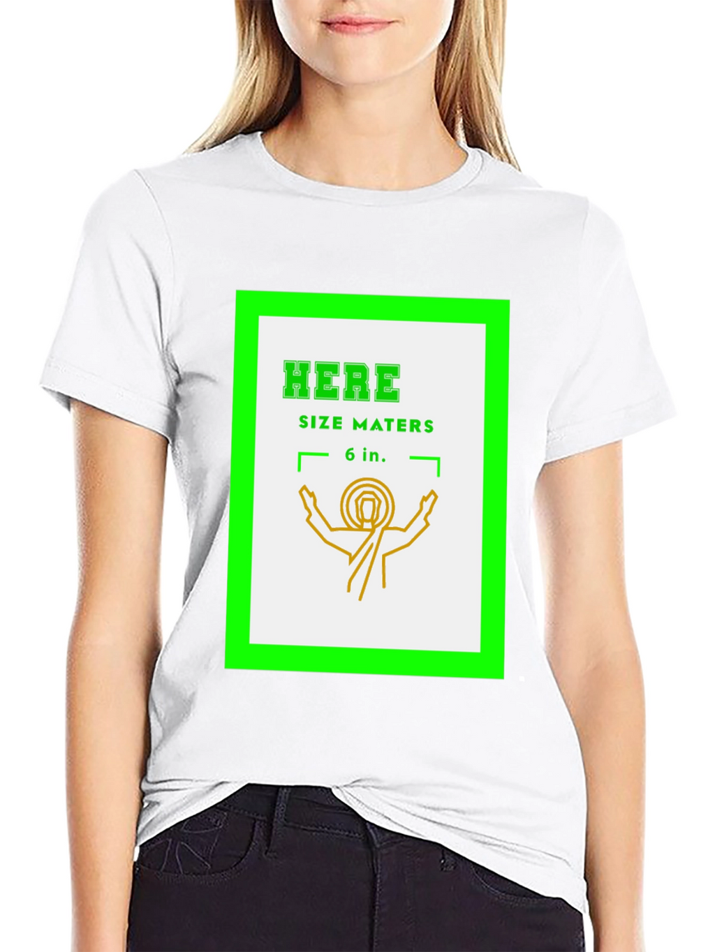 Here Size Matters Funny Graphic T-Shirt