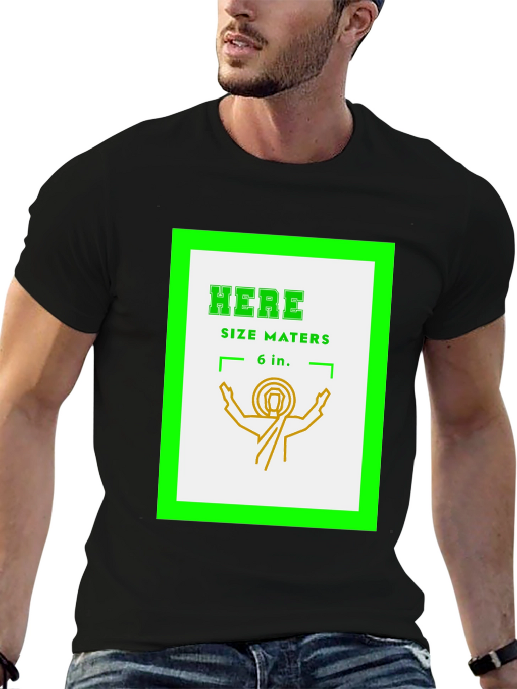 Here Size Matters Funny Graphic T-Shirt