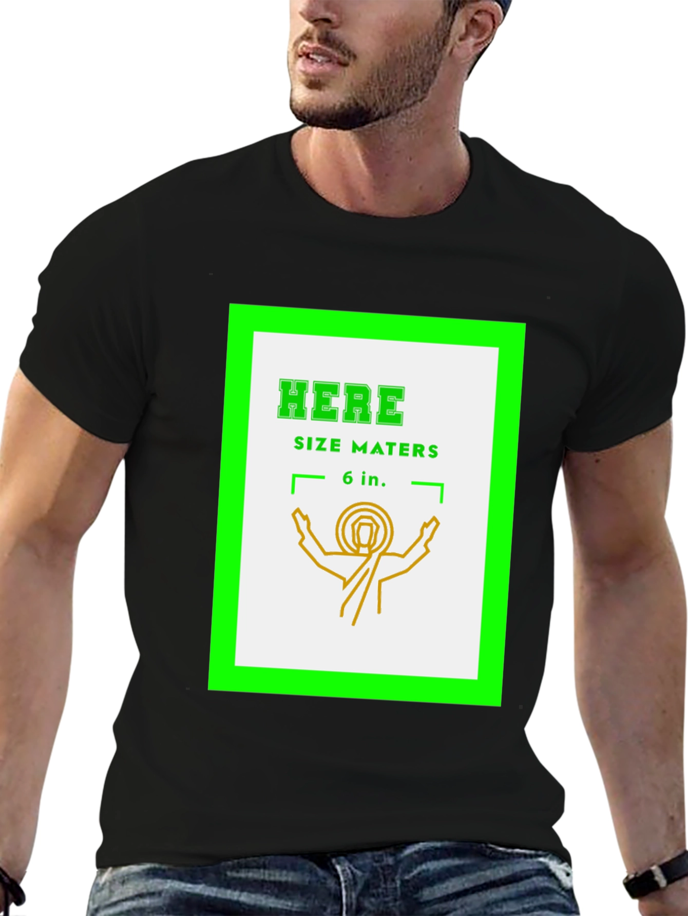 Here Size Matters Funny Graphic T-Shirt