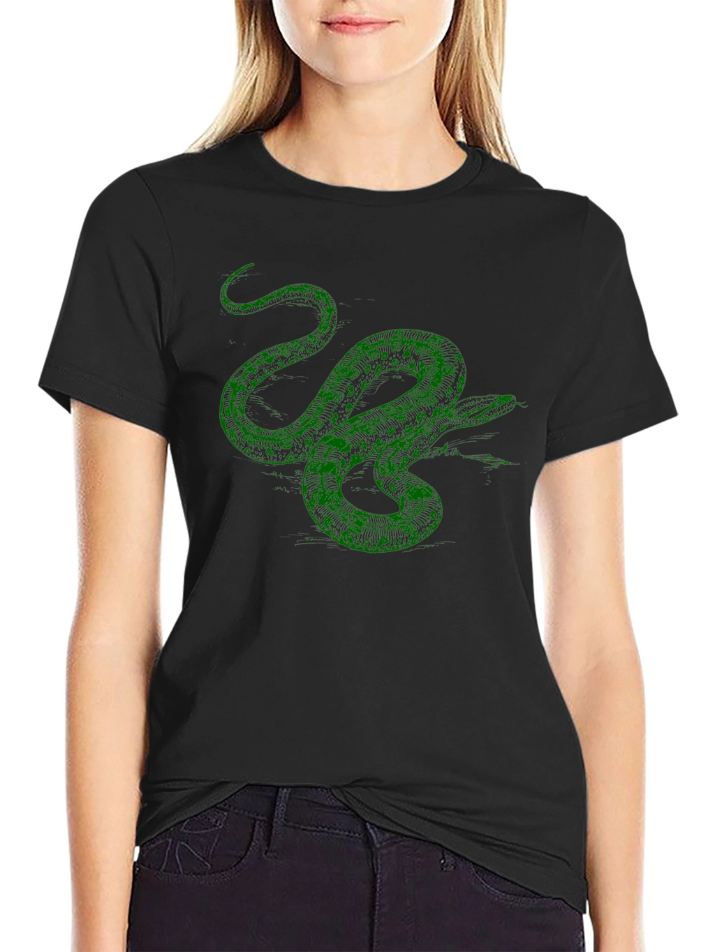 Green Snake Graphic T-Shirt - Mens Black Tee