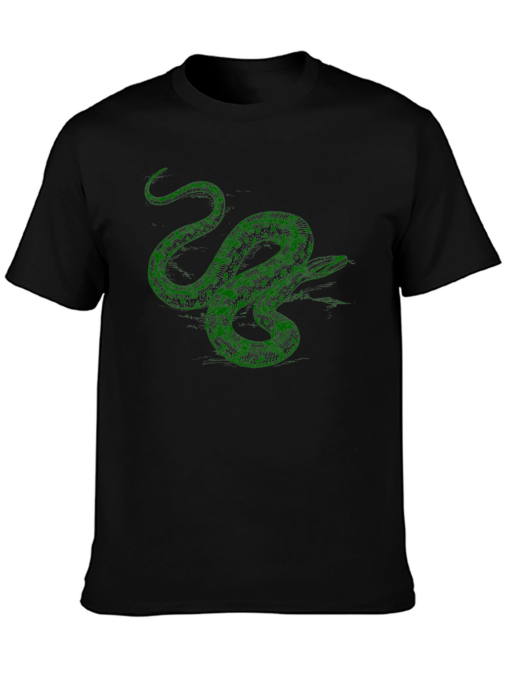 Green Snake Graphic T-Shirt - Mens Black Tee