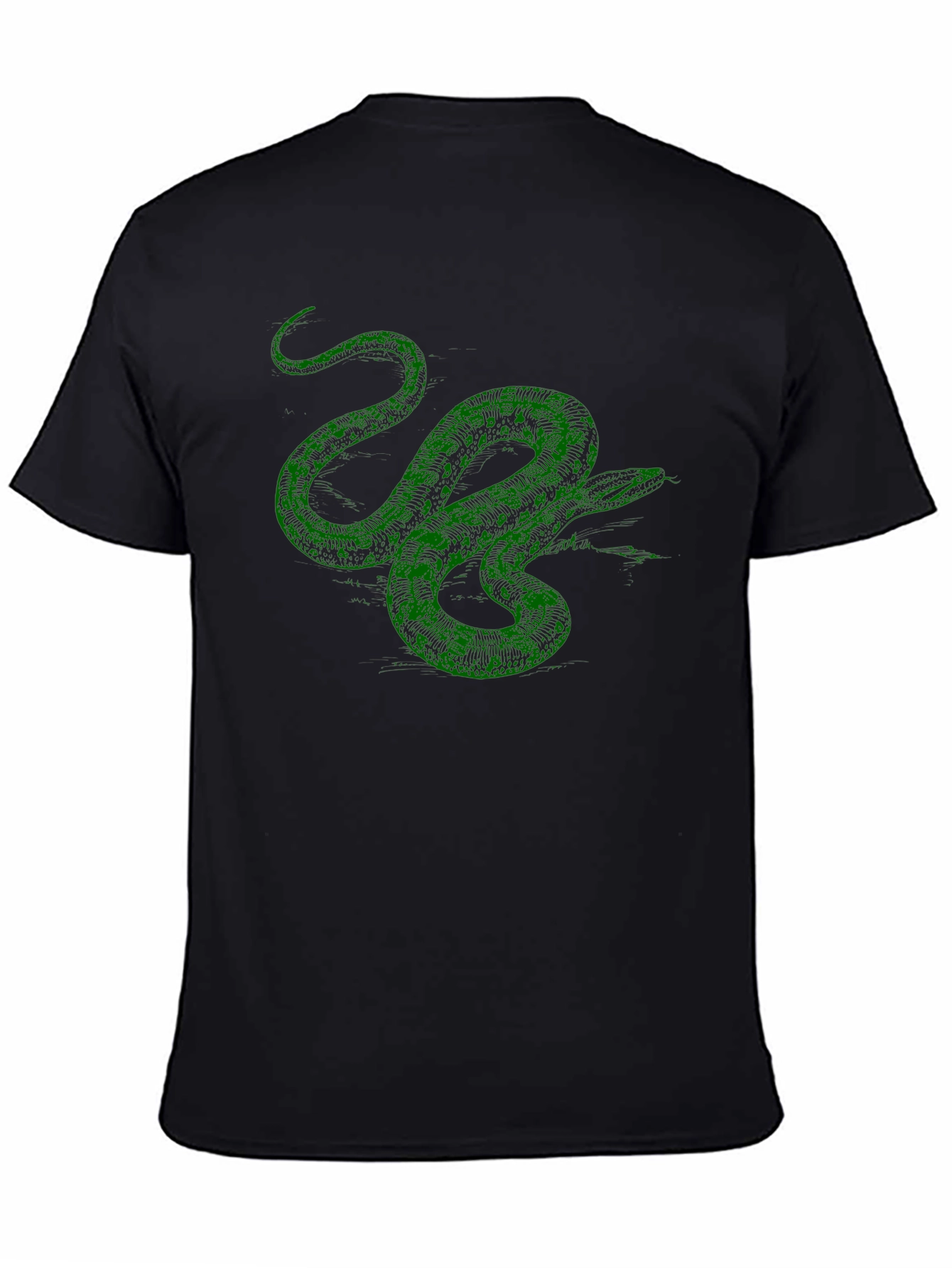 Green Snake Graphic T-Shirt - Mens Black Tee